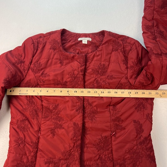 Coldwater Creek Women Quilted Jacket Burgundy Lightweight Coat L 14 Christmas - Picture 5 of 12